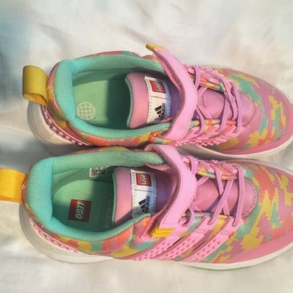 Adidas Racer TR21 Top Strap LEGO Bliss Orchid Eqt Yellow (Big Kids size 6/12) - Picture 2 of 4